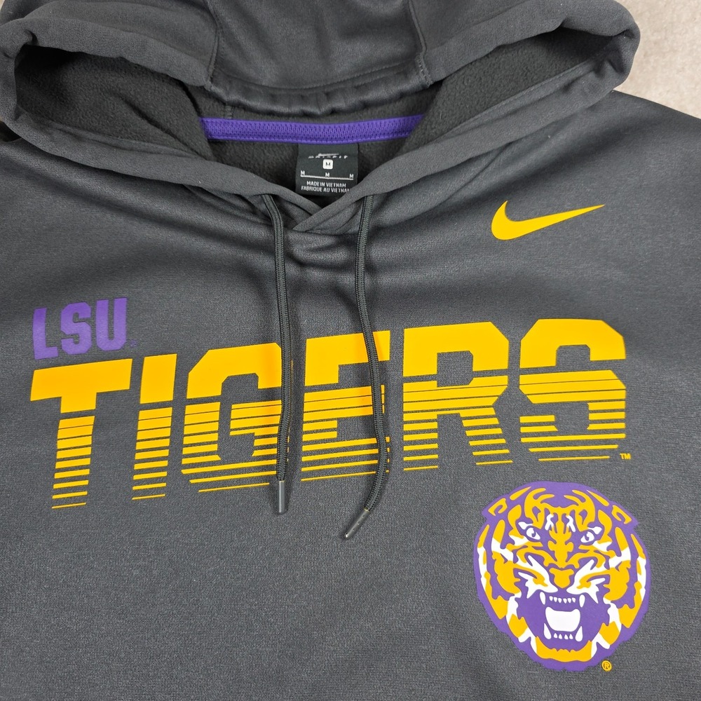 Nike LSU Tigers Hoodie Mens Medium Gray Dri-FIT On-Field Pullover AR9025-060